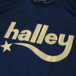 Close-up of the Fenerbahce Third 2025/26 Fan Version jersey featuring the gold Halley sponsor logo.