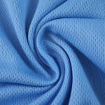 Close-up of Lazio Home 2025/26 Fan Version jersey fabric in light blue, showing texture and weave pattern.