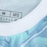 Close-up of Juventus Away 2025/26 Player Version jersey collar and inner label showing size M.