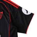 Detail of the Sevilla FC Third 2025/26 Fan Version jersey sleeve with red accents and sponsor logo.