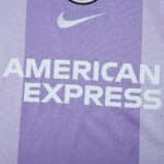 Close-up of Brighton & Hove Albion 2025/26 away fan jersey with Nike logo and American Express sponsor.