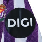 Close-up of Real Valladolid 2025/26 home jersey featuring club crest and DIGI sponsor logo.